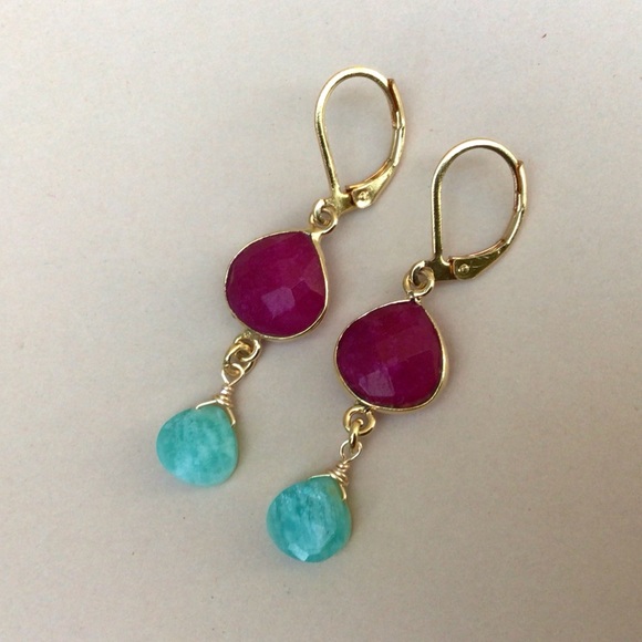 Ruby Amazonite Sundance Charm Earrings SALE - Picture 6 of 8